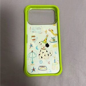 Unbranded Neon Green Dog Party Pattern Phone Case